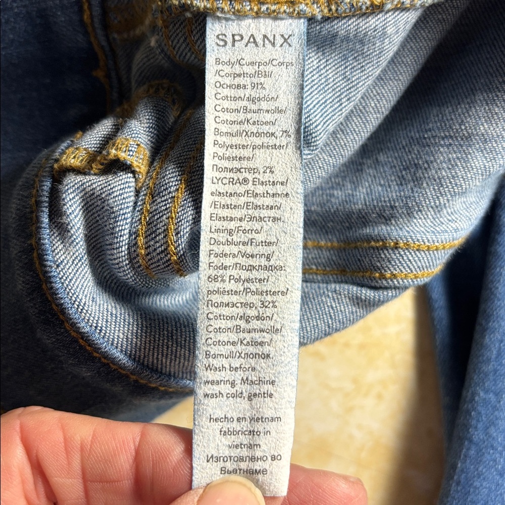 SPANX Flare Wide Leg Vintage Indigo Pull On Jeans Women’s Size Large 34” Inseam - Picture 16 of 16